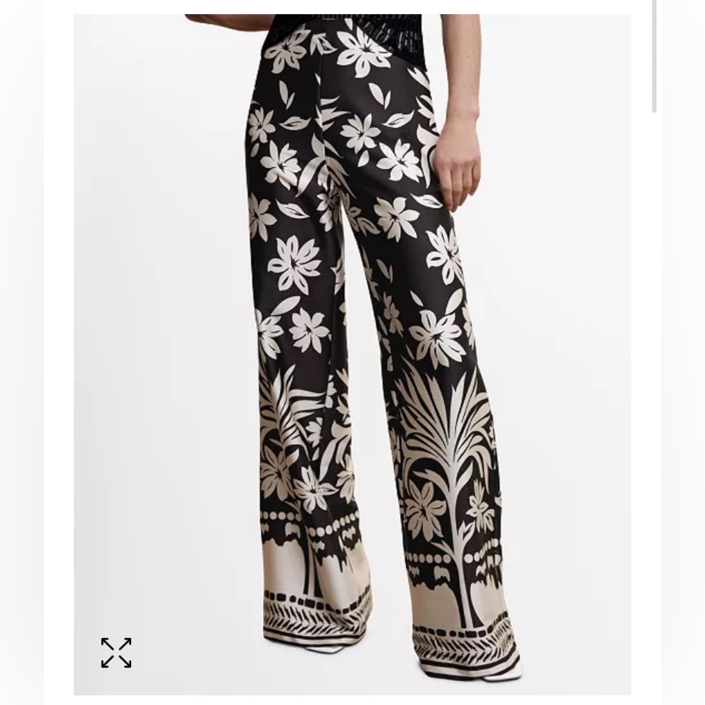 MANGO satin floral palazzo pants. Size 2. Worn once!